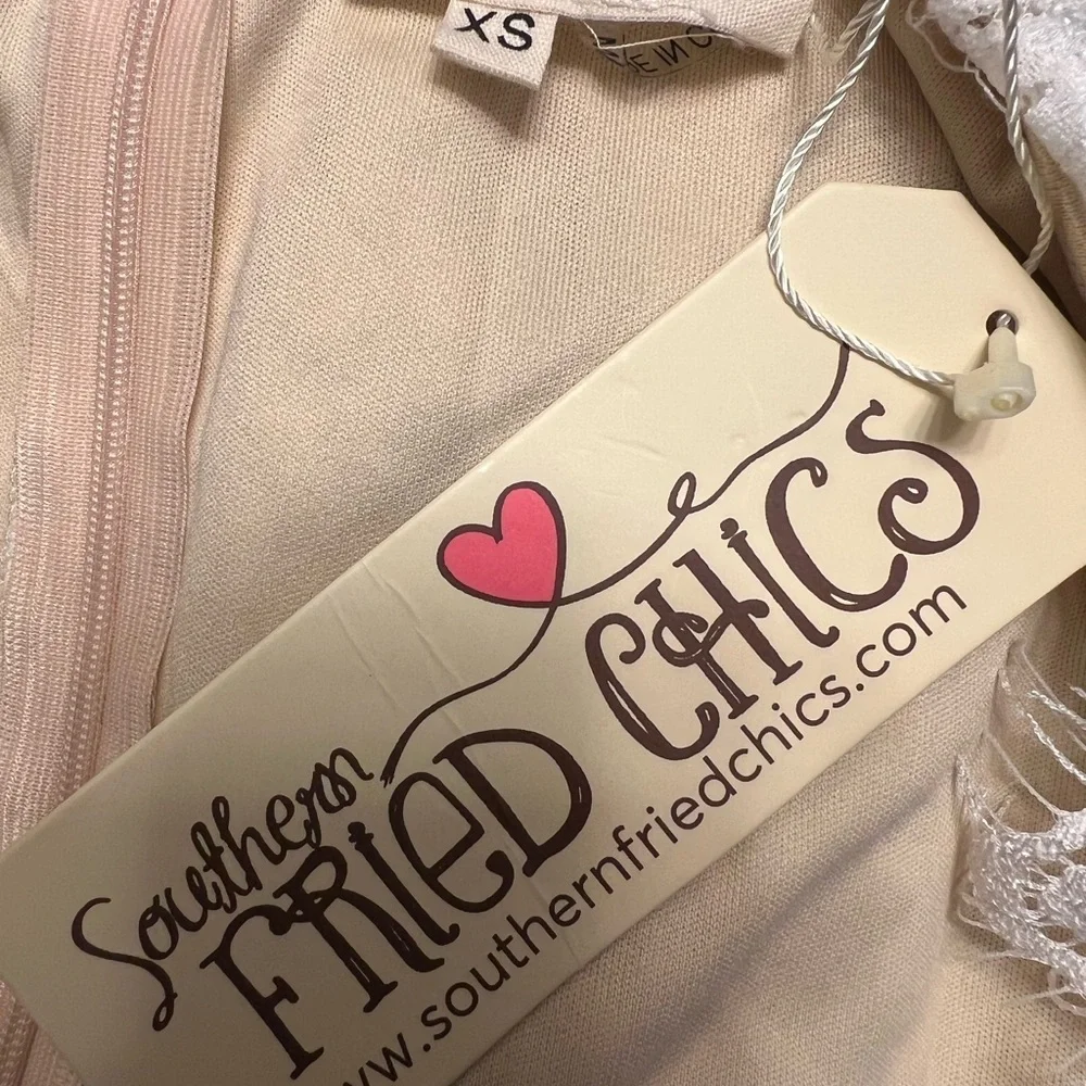 Southern Fried Chic Wedding Style Boho Lace Long Sleeve Dress in Cream Sz XS NWT - Picture 5 of 5